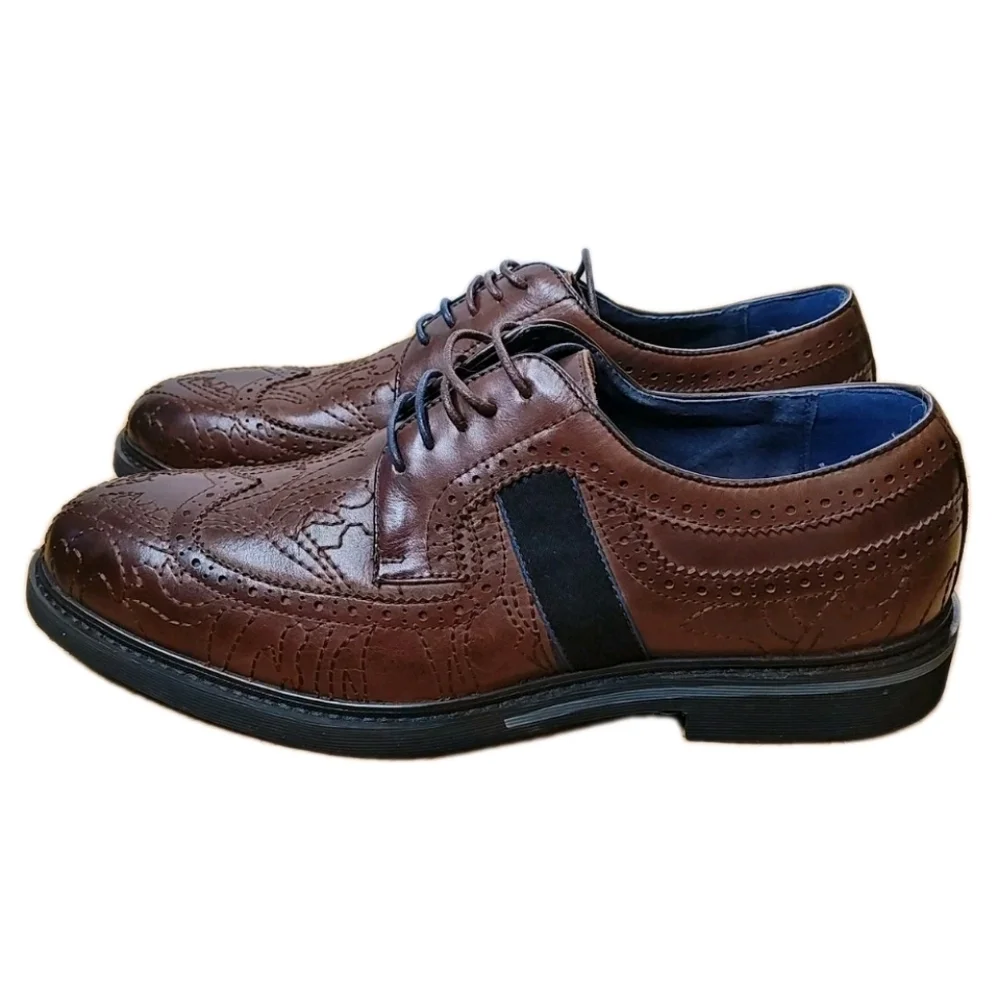 Robert Graham Oxford Wingtip Dress Shoes Men Sz 11 Brown Leather Lace Up RJ5310C